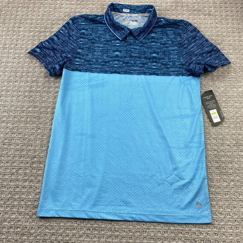 RBX Golf Shirt Men Medium M Blue X-DRI Casual Polo Golfing Golfer Activewear